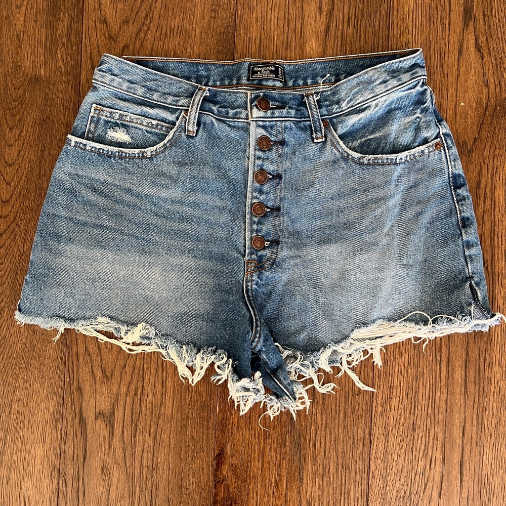 Abercrombie & Fitch High-Waisted Distressed Jean Shorts